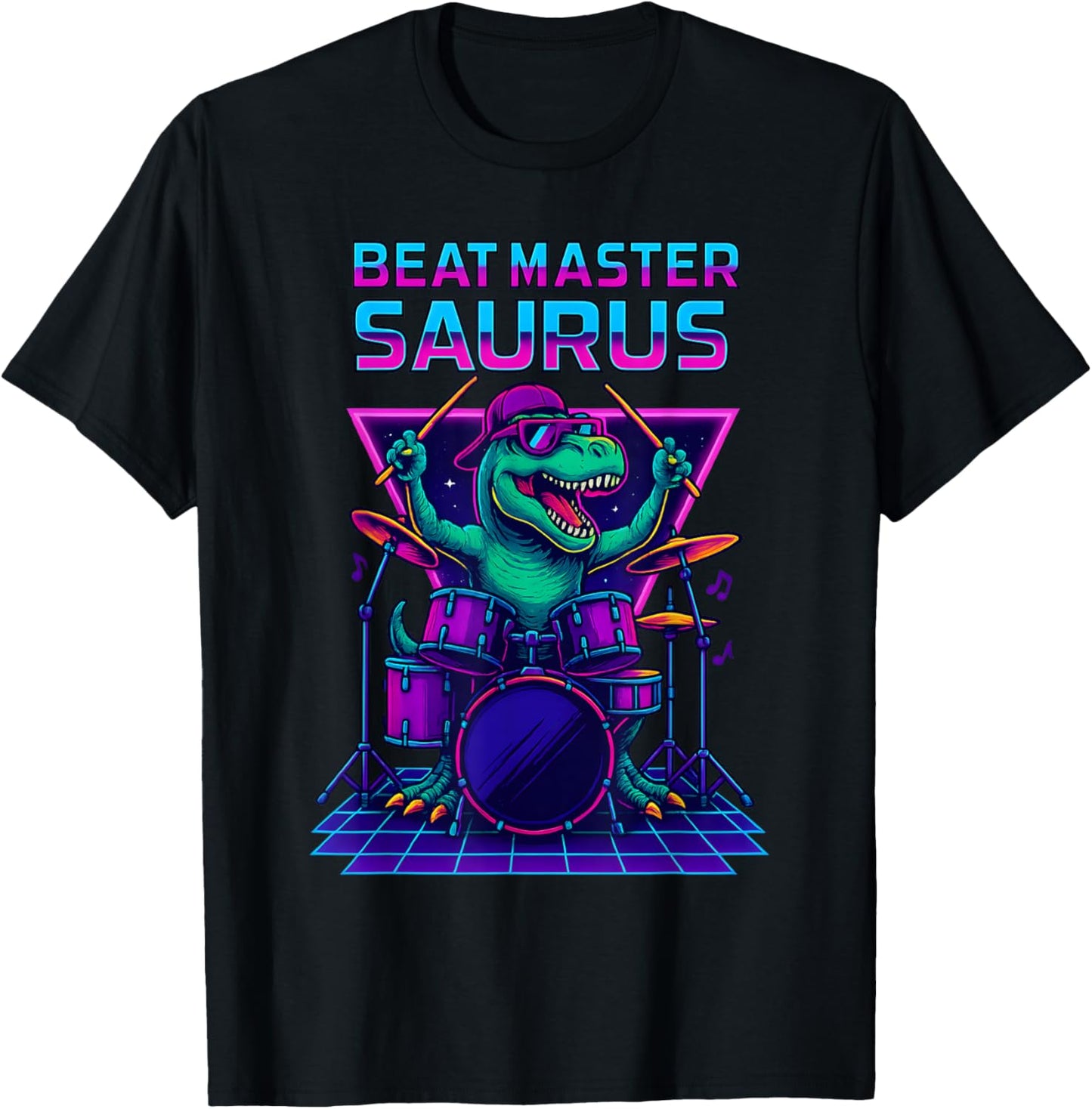 Retro Dinosaur Drummer T-Shirt