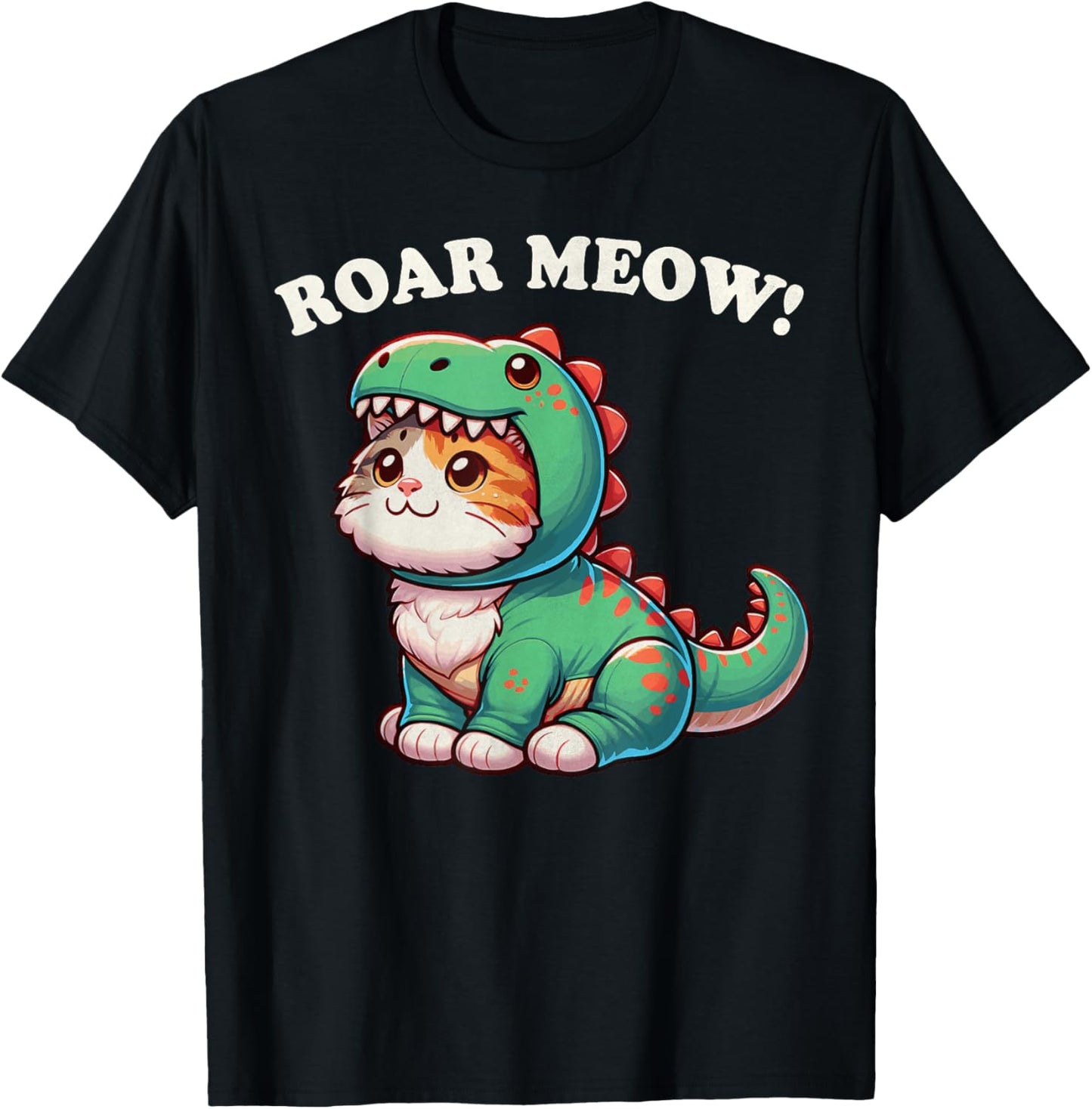 Roar Meow! Funny Cat Shirts For Kids - Cat Dinausor Trex T-Shirt