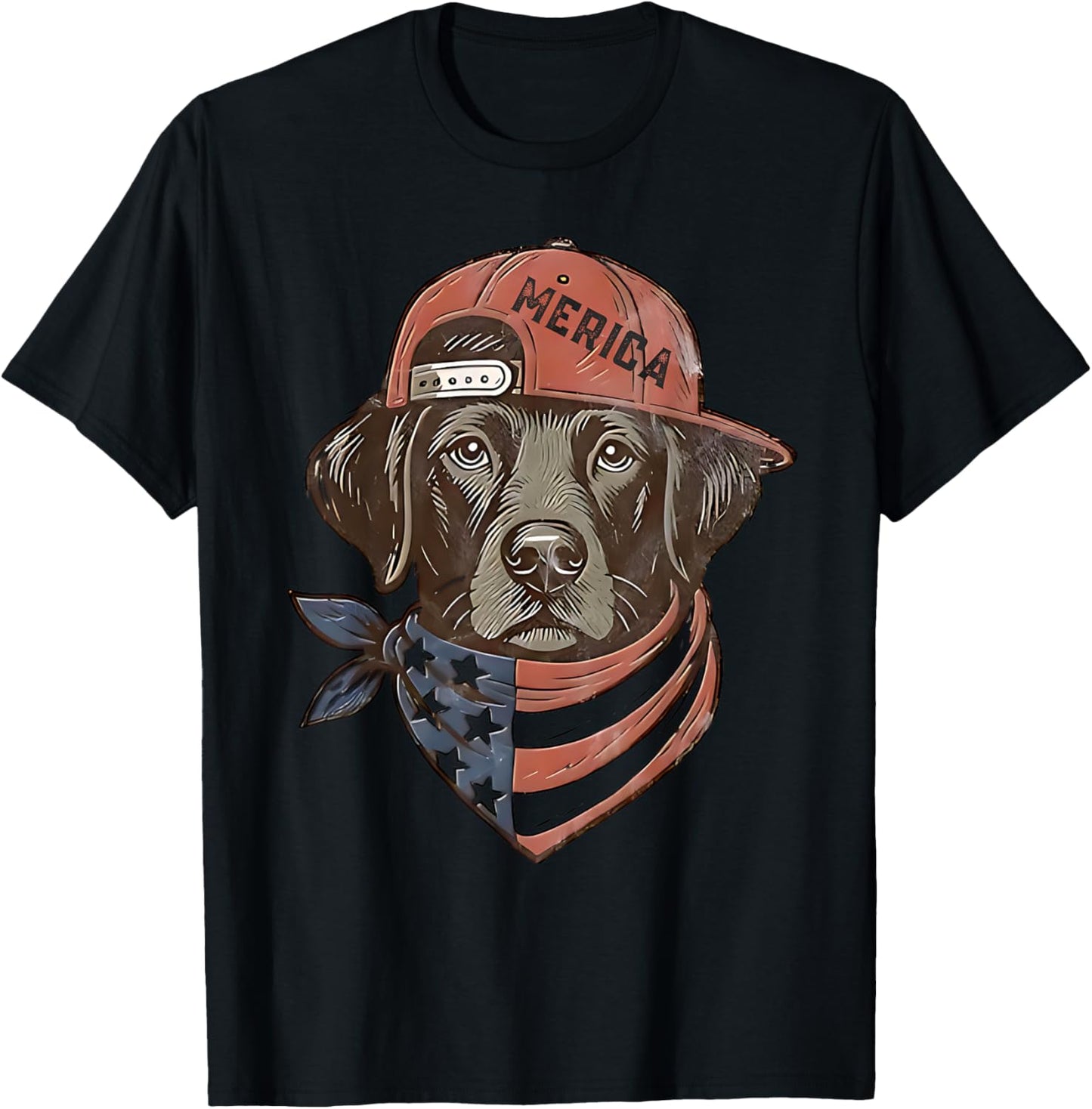 Labrador Retriever USA Flag Merica Patriotic Dog 4th July T-Shirt