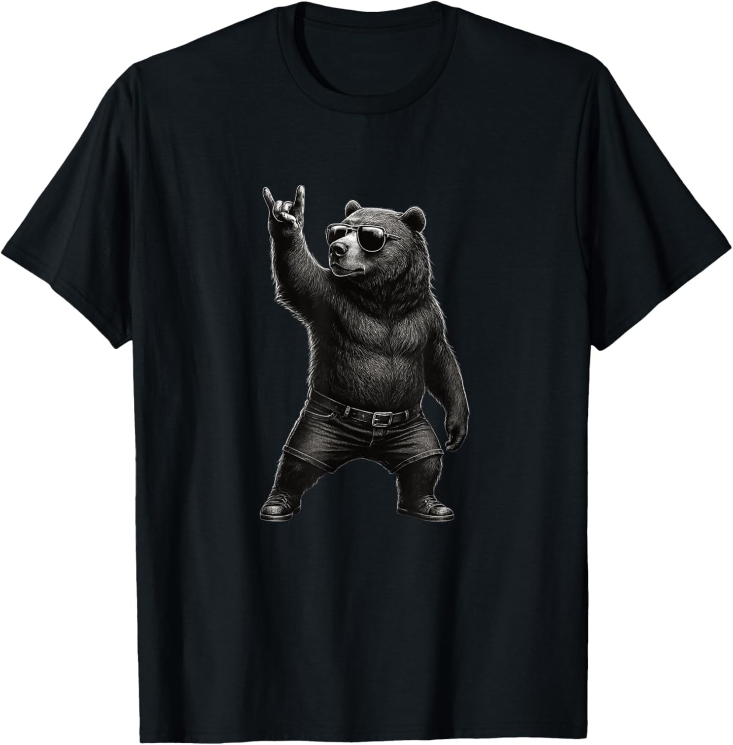 Retro Grizzly Bear Vintage Music Rock Gesture Funny Grizzly Bear T-Shirt
