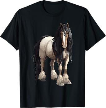 Black Gypsy Vanner Horse Lover Riding Equestrian T-Shirt