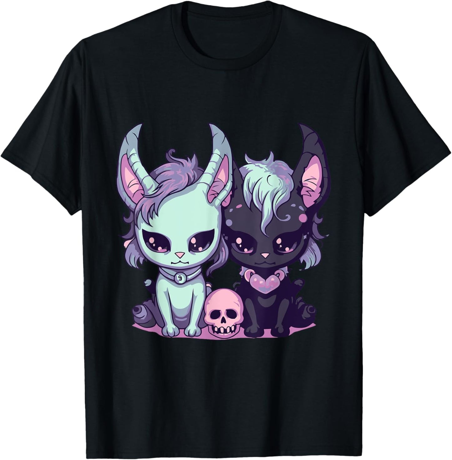 Kawaii Pastel Goth Cute and Creepy Witchy Cats T-Shirt