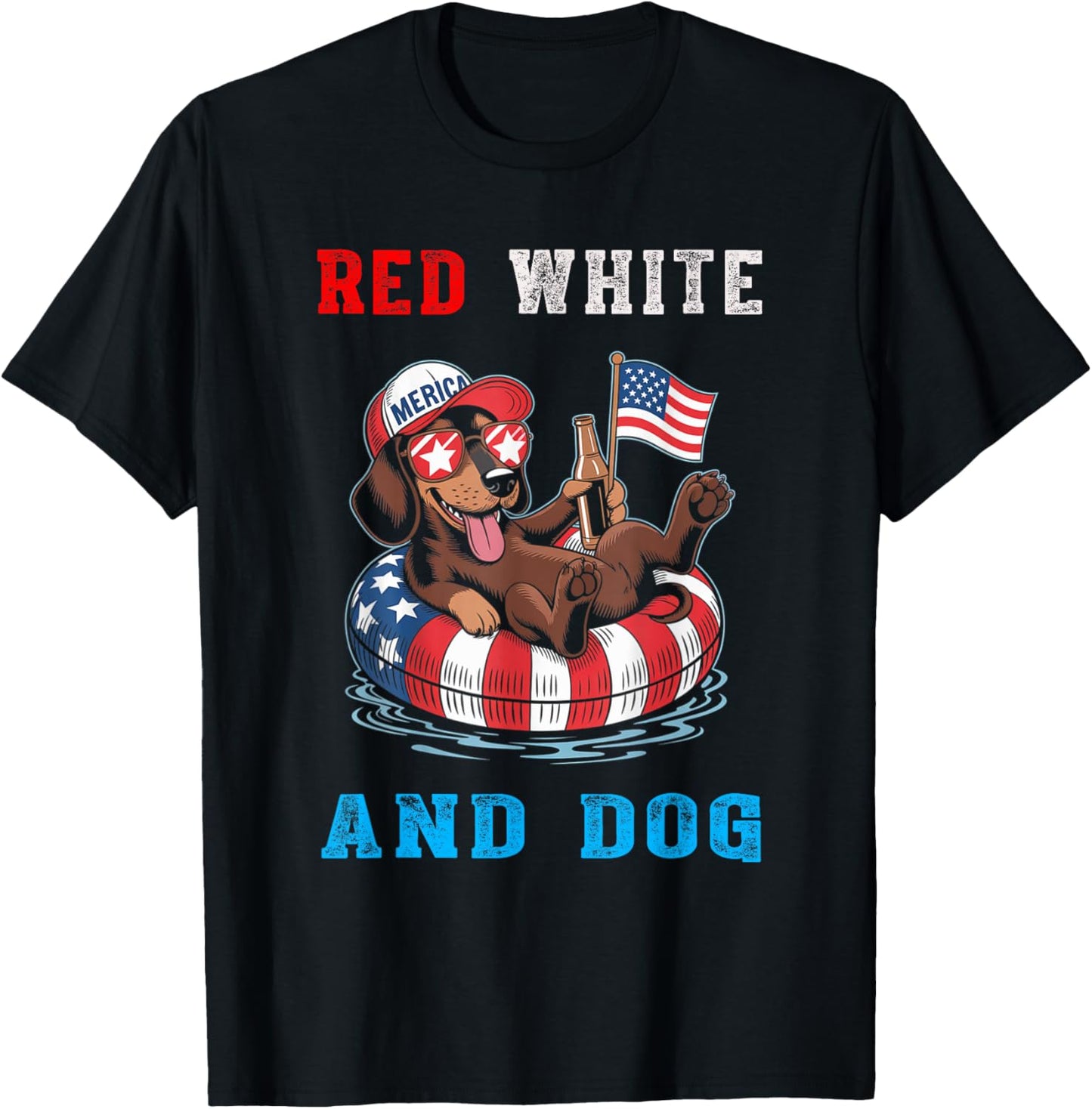 Dachshund Dog Beer 4th Of July American Flag Patriotic Relax T-Shirt