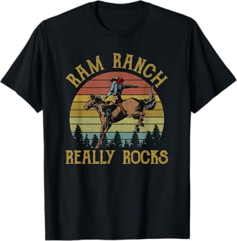 Ram Ranch Really Rocks Cowboy Riding Horse Western Country T-Shirt