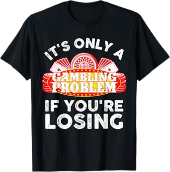 Best Gambling Gifts Gambler Stuff & Accessories Unisex-Adults, Unisex-Kids Black Cotton 100% Modern Collarless Crew Neck T-Shirt Size S