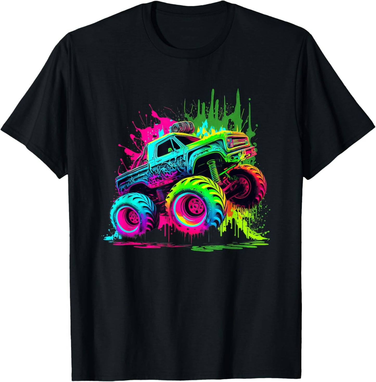 Monster Truck Retro Colorful Graffiti Shirt Youth Kid Adults T-Shirt