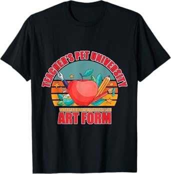 School University Teacher's Pet Apple Art Supplies T-Shirt for Men Women Kids