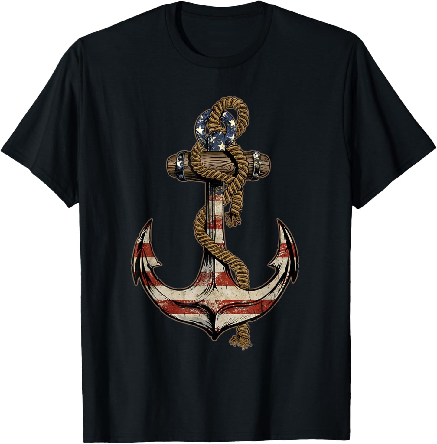 American Flag Patriotic Anchor - Memorial Day 4th Of July T-Shirt