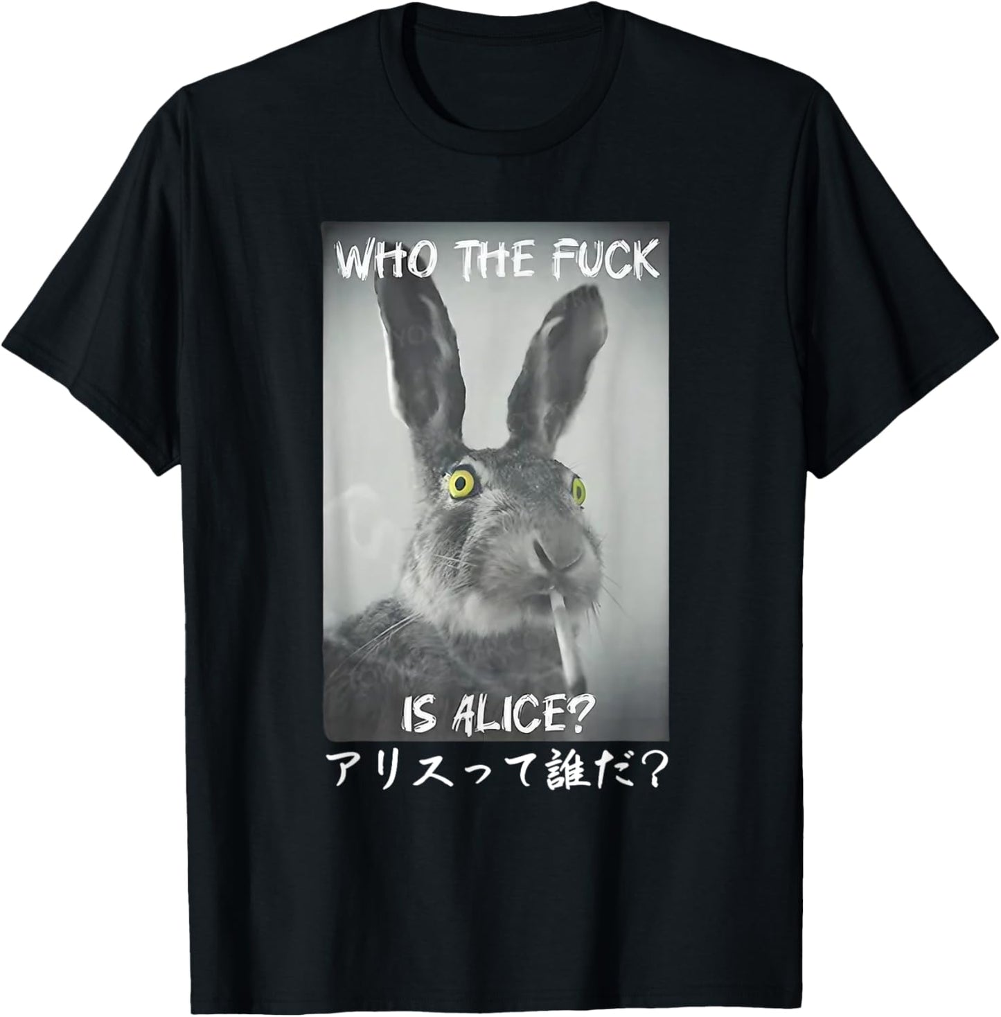 Retro Who The F_ck Is Alice Funny Rabbit T-Shirt