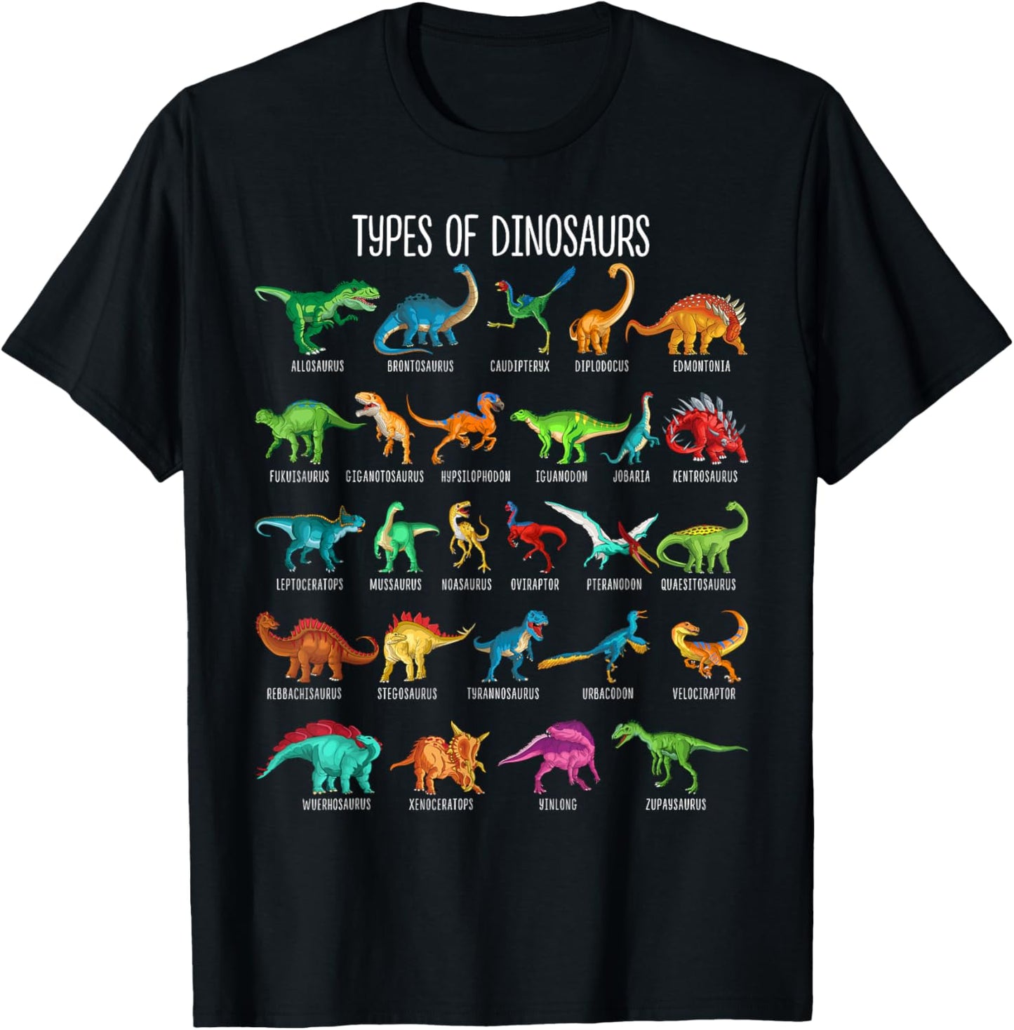 Types Of Dinosaurs Alphabet A-Z ABC Dino Identification T-Shirt