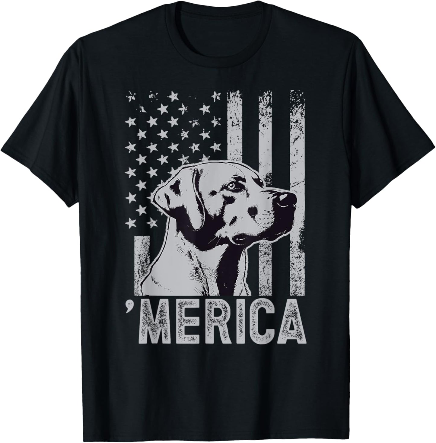 'Merica Dog Vintage American Flag Patriotic USA 4th July T-Shirt