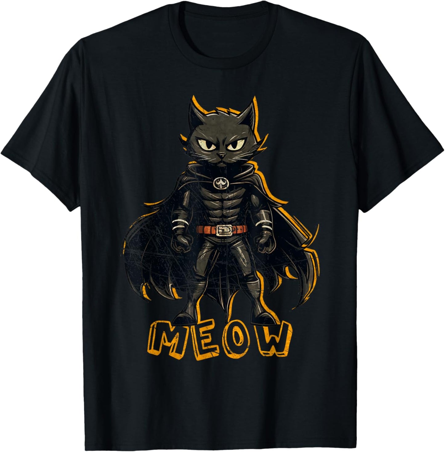 Superhero Cat, Meow, Funny Black Cat, Cat With Cape T-Shirt