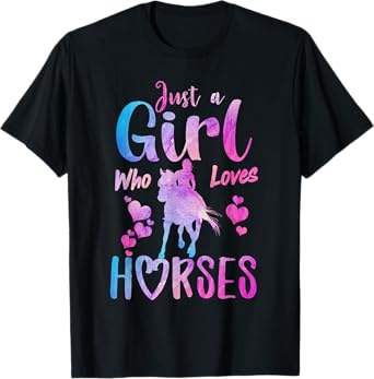 Just A Girl Who Loves Horses Riding Cute Horse Girls Women T-Shirt