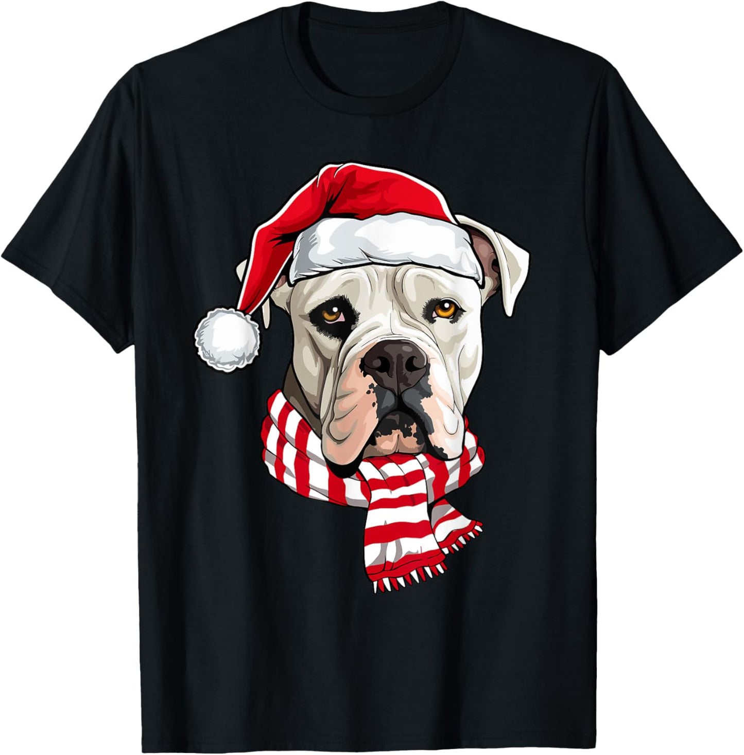 Santa American Bulldog Christmas Dog Lover Men Women Kids T-Shirt