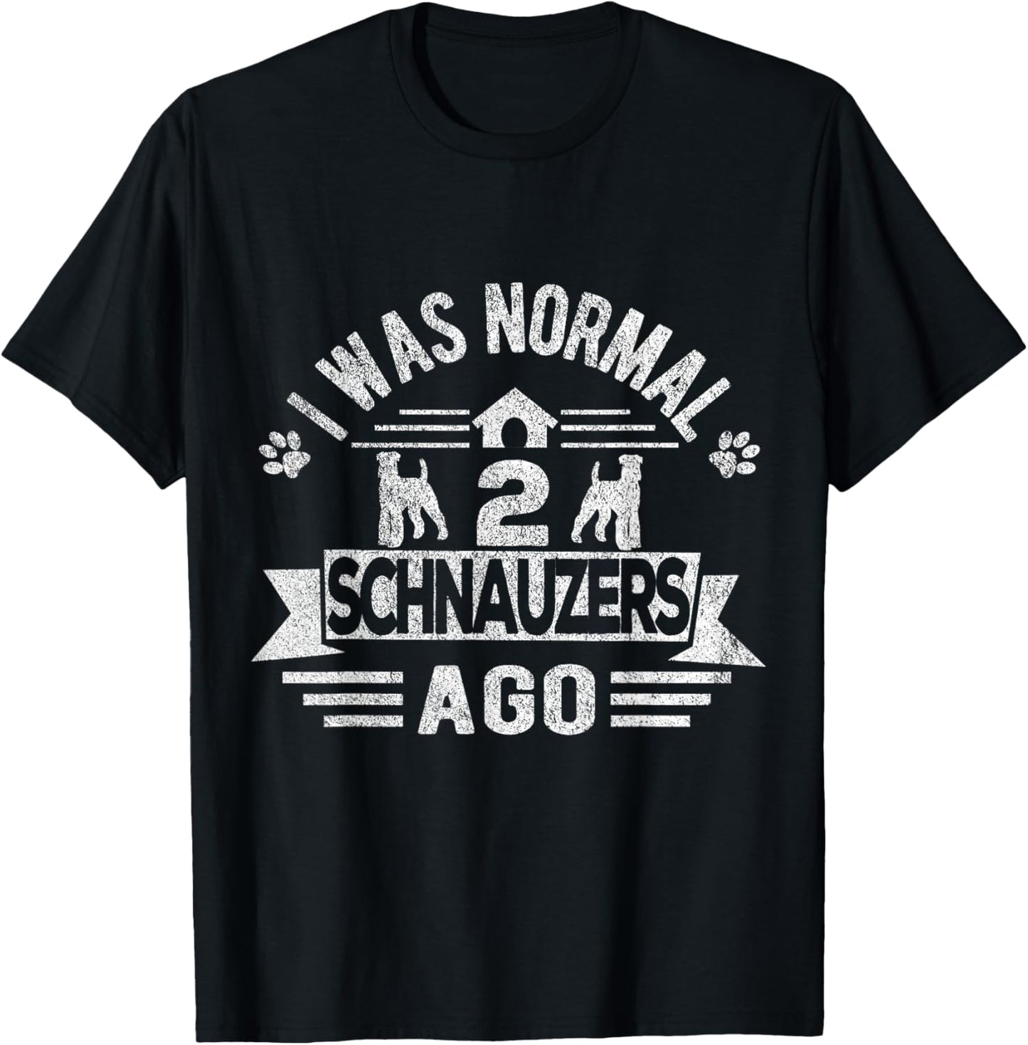 Two Schnauzers Dog Owner Schnauzer Mom Schnauzer Dad Retro T-Shirt