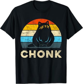 Retro Vintage Sunset Funny Cat Meme Chonk Cat for Cat Lover T-Shirt
