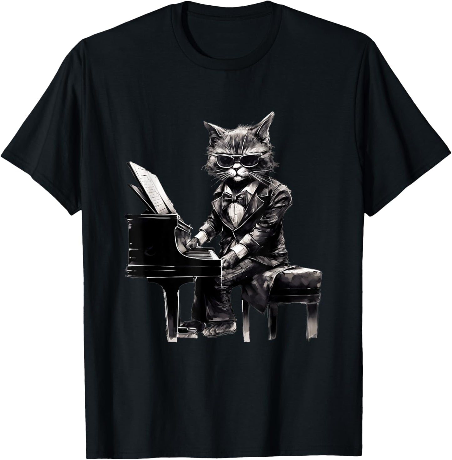 Funny Cat Playing Piano Synthesizer Playing Piano Cat T-Shirt