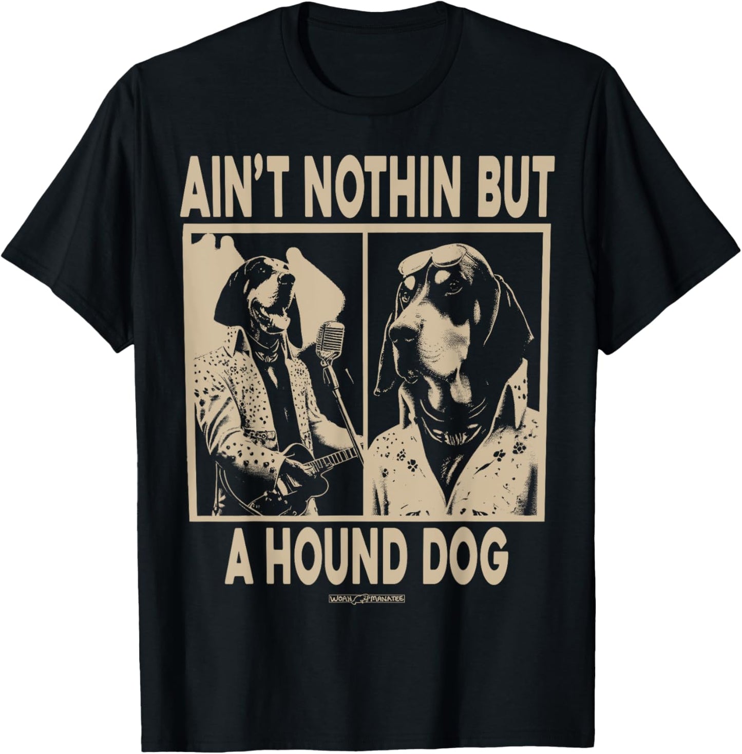 AIN'T NOTHIN' BUT A HOUND DOG Unisex-Adults Dog Themed T-Shirt Black Small Classic Fit Short Sleeve Cotton T-Shirt