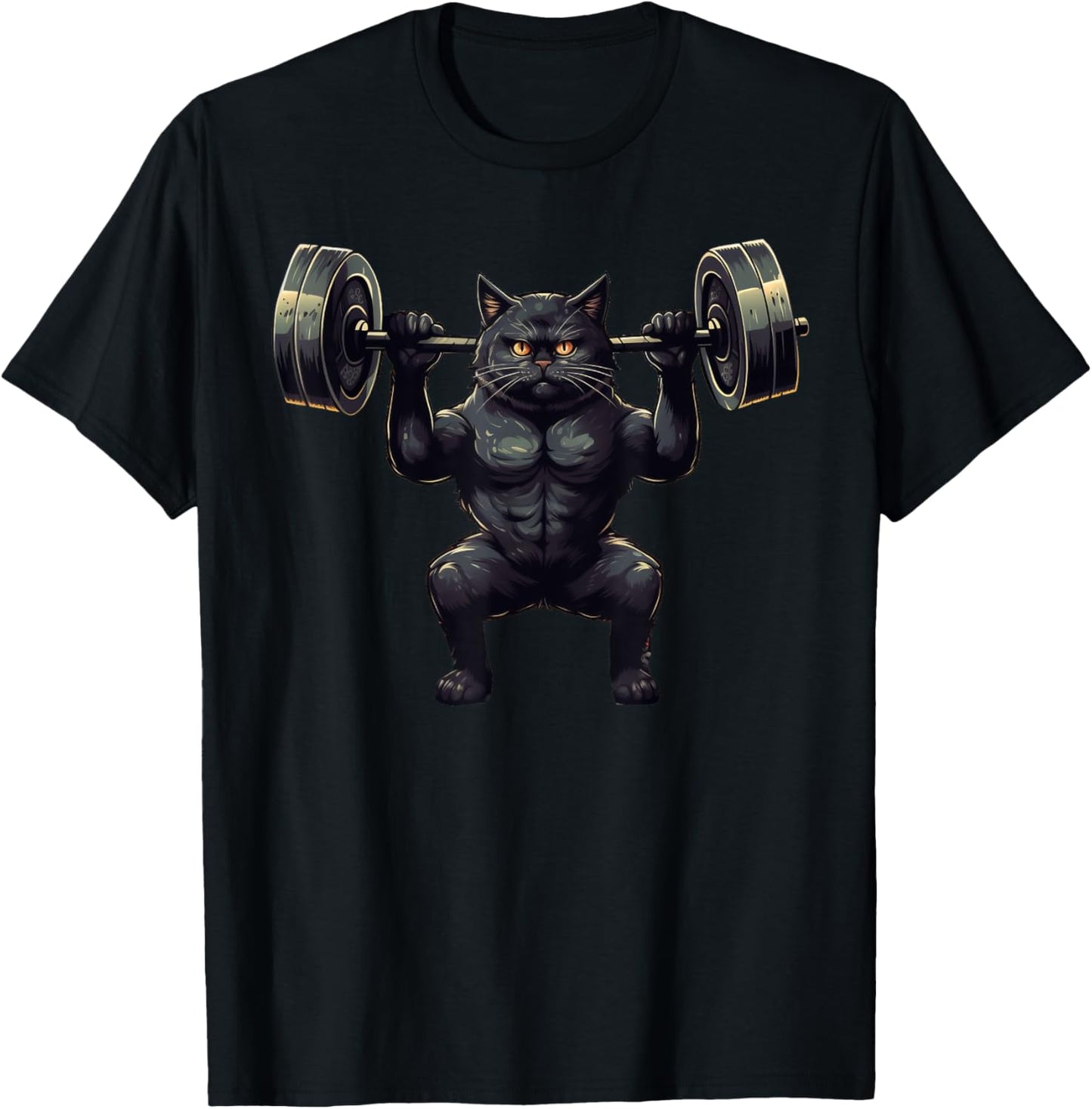 Black Cat Powerlifting Weightlifting Gym Workout T-Shirt