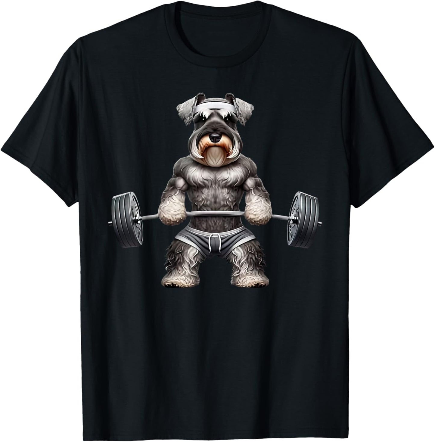 Dog Schnauzer Gym Deadlift Weightlifting Fitness Gym Workout T-Shirt