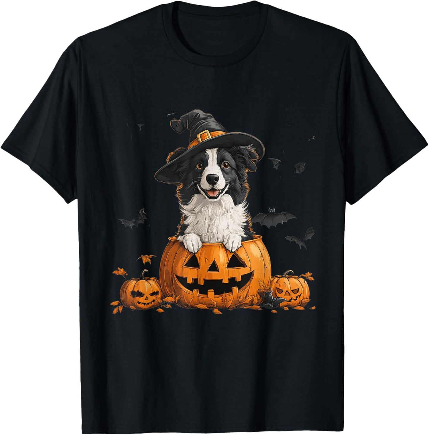 Border Collie Dog Pumpkin Halloween Thanksgiving Men Women T-Shirt