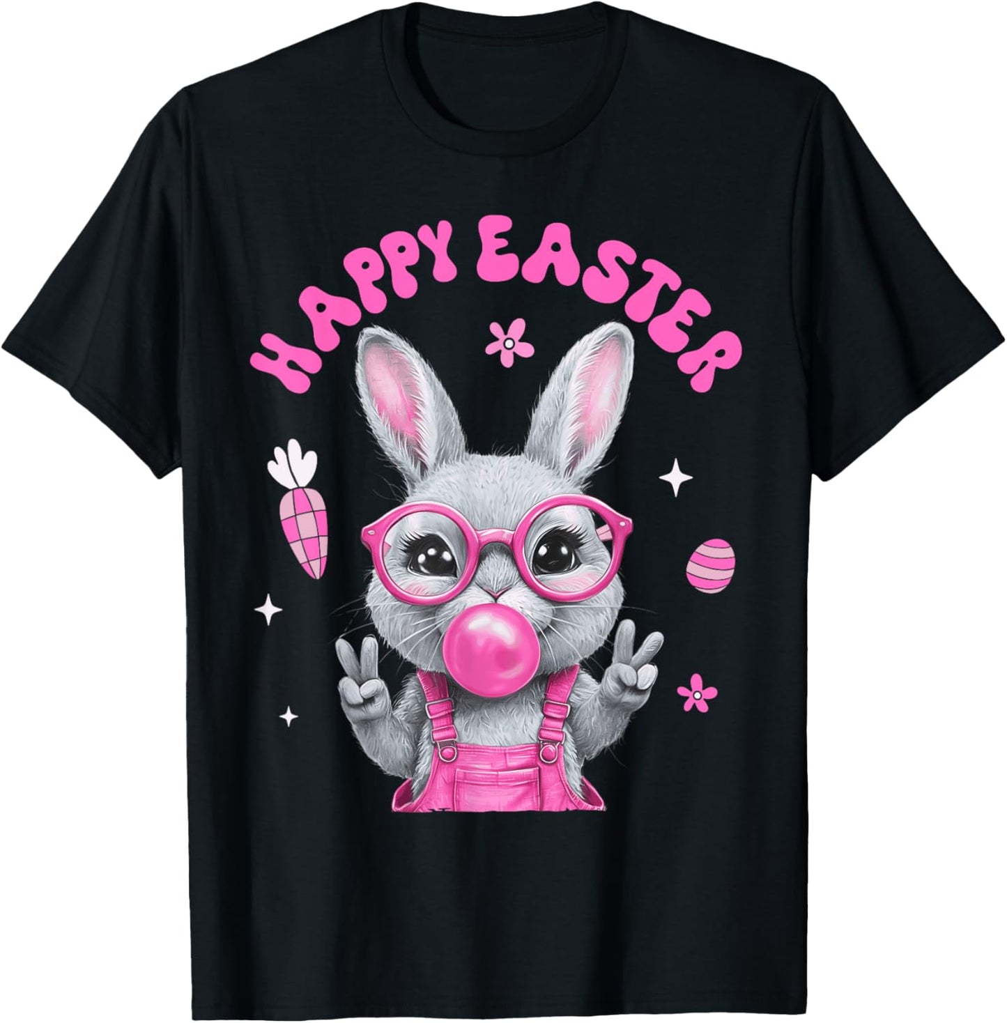 Happy Easter Bunny Rabbit Face Funny Easter Day Women Girls T-Shirt