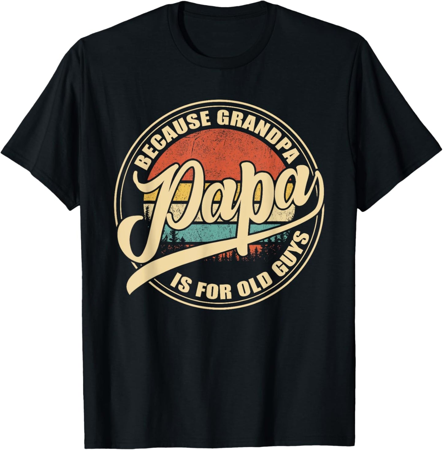 Papa because Grandpa is for old Guys Vintage Retro Sunset T-Shirt