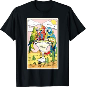 Parrots Drinking Margarita On Summer Funny parrot Lovers T-Shirt