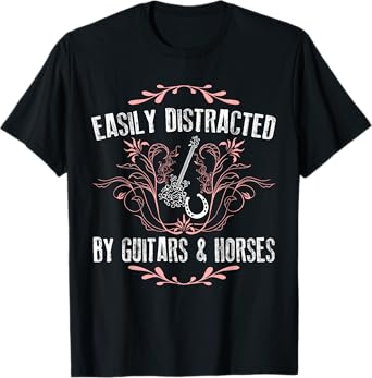 Easily Distracted By Guitars & Horses Riding Outfit T-Shirt