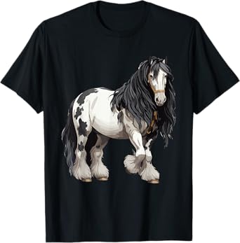 Black Gypsy Vanner Horse Lover Riding Equestrian T-Shirt