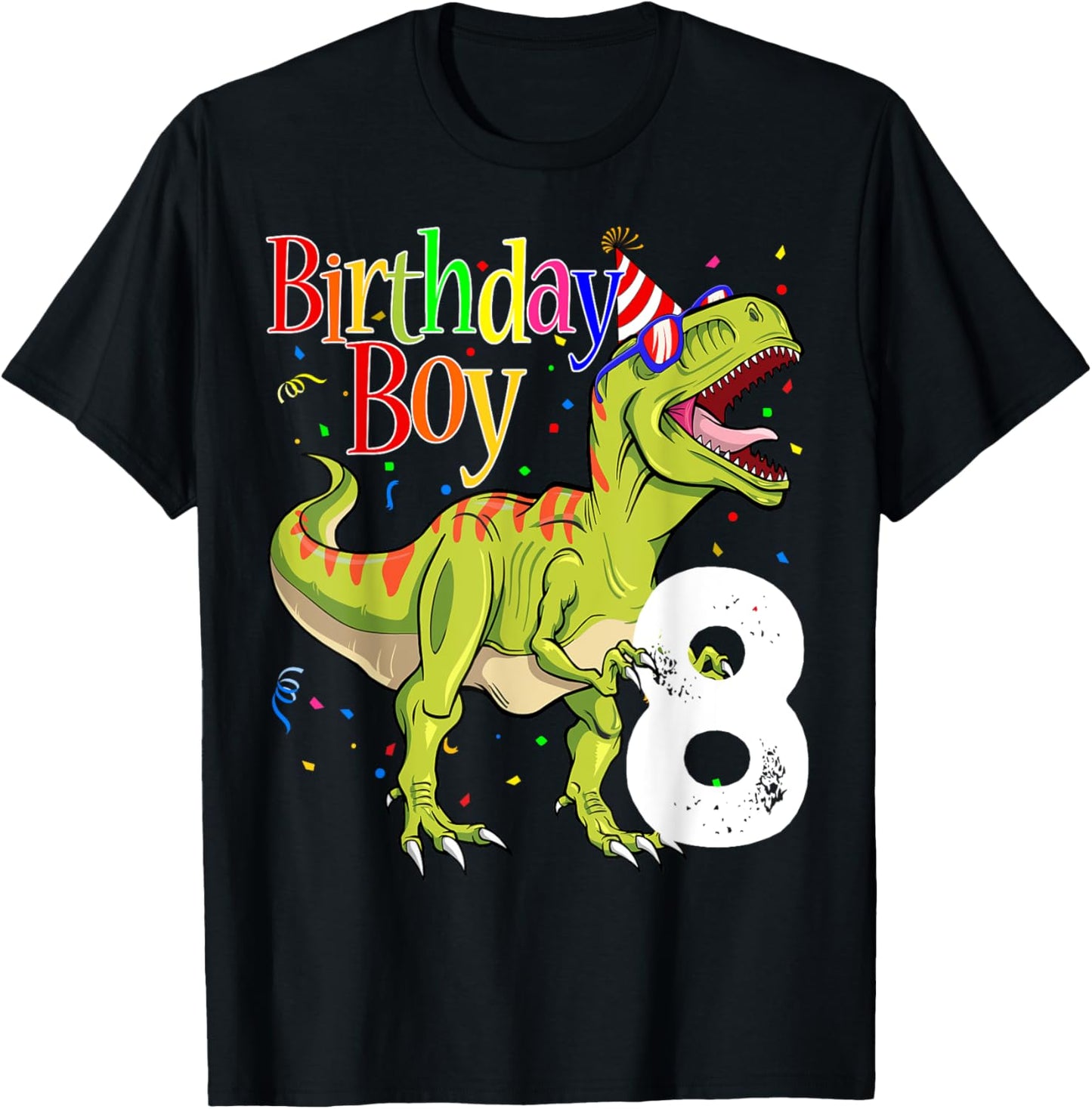 Kids 8th Birthday Boy Dinosaur Shirts Rawr I'm 8 Dinosaur T-Shirt