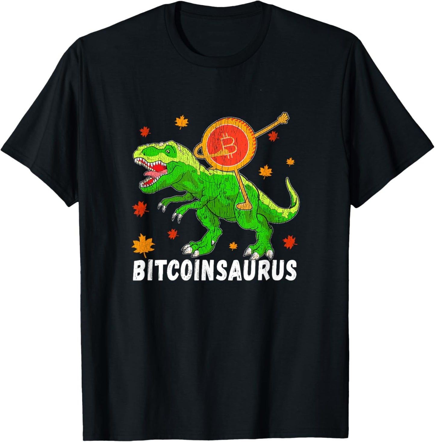 Retro Dabbing Bitcoin Dinosaur Bitcoinsaurus BTC Crypto Hodl T-Shirt