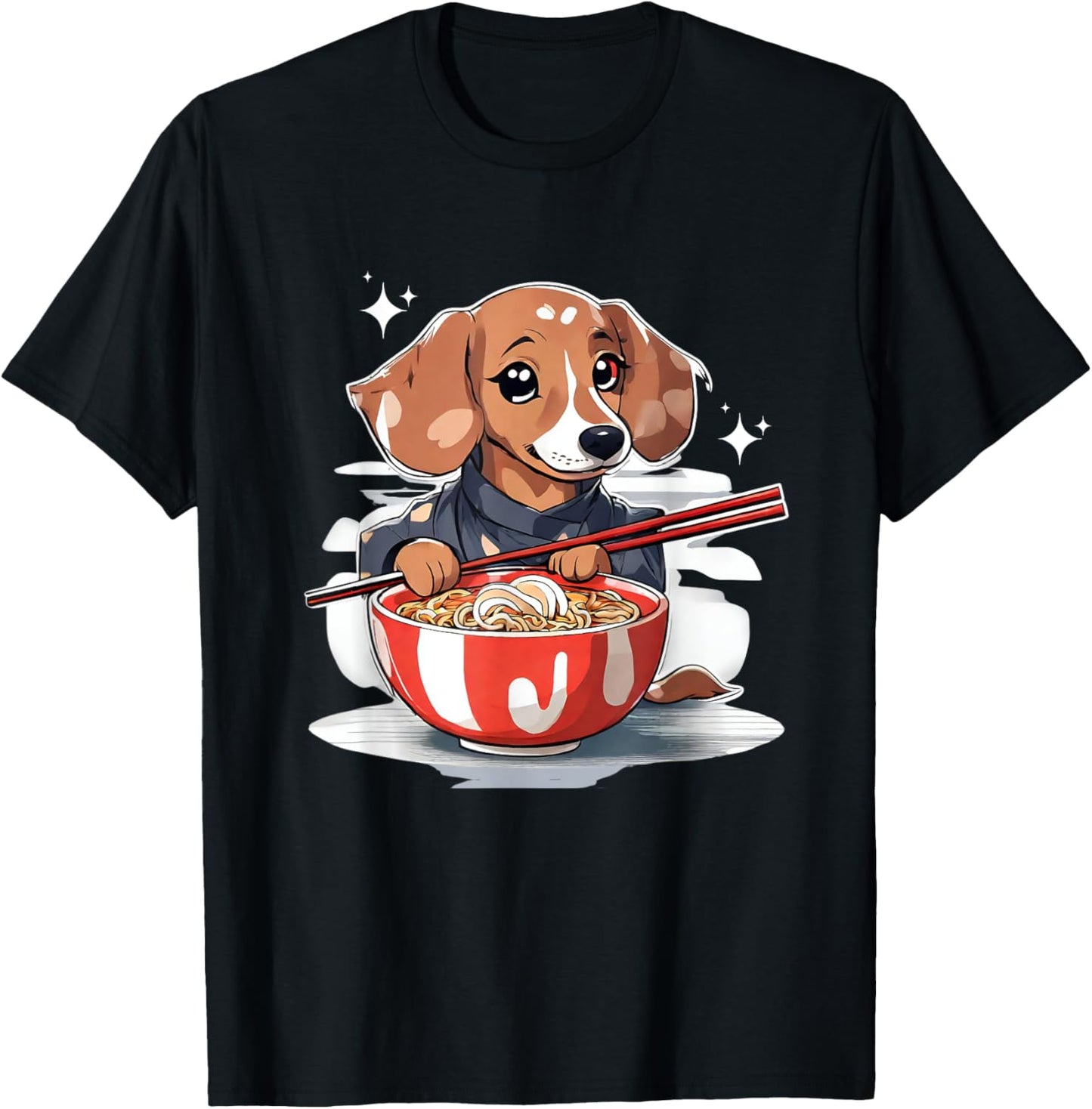 Dachshund Weiner Dog Eating Ramen Kawaii Japanese Noodle T-Shirt