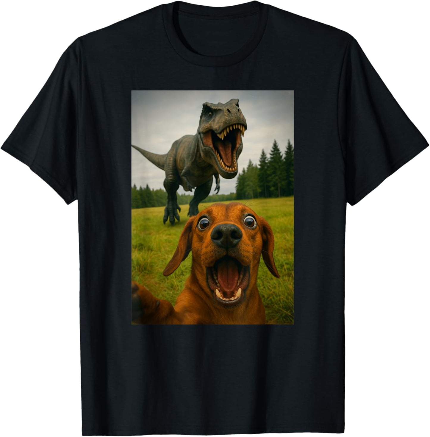 Funny Dachshund Dinosaur Trex Selfie Animal Lover Mom Dad T-Shirt