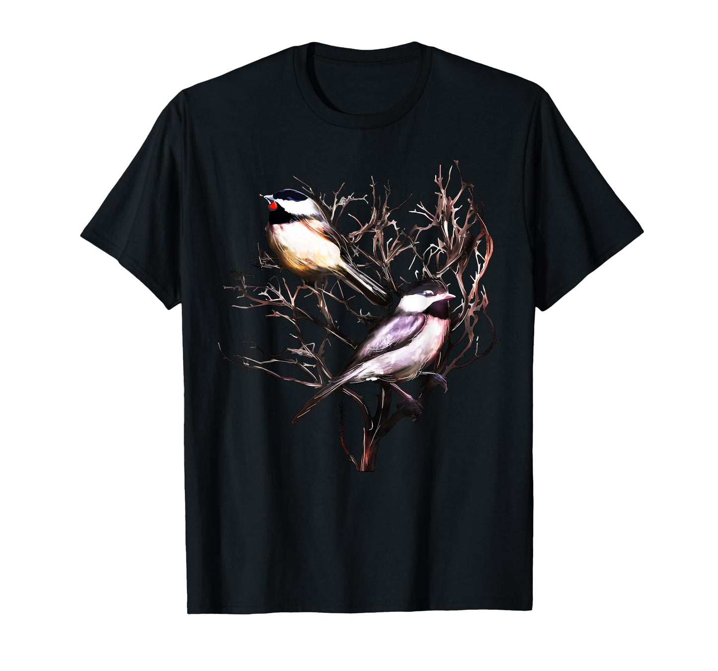 Cute Black Capped Chickadees in Branches T-Shirt