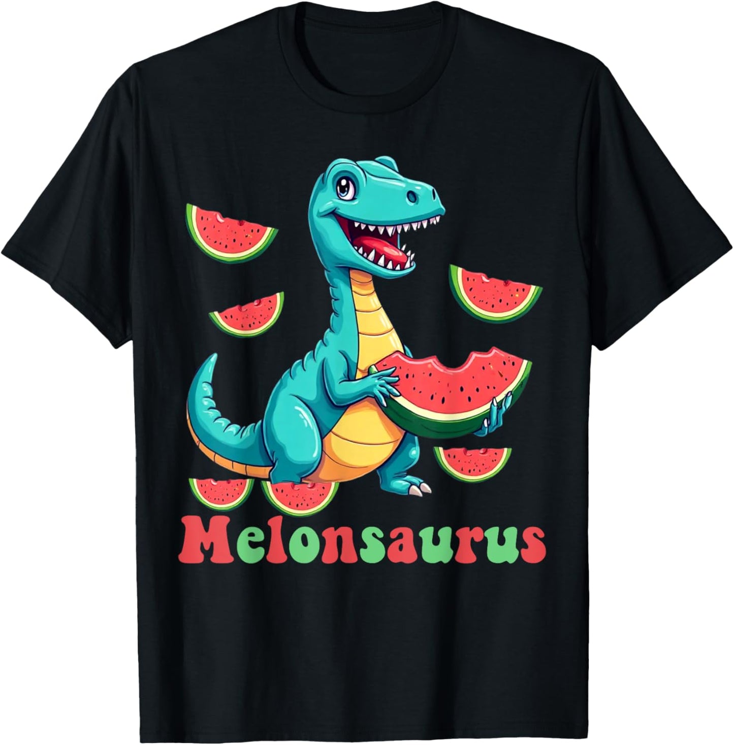 Funny Melonsaurus Watermelon Dinosaur Summer Tropical Fruits T-Shirt