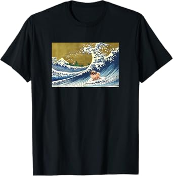 Cute Retro Vintage Surfing a Wave Pekingese Lover T-Shirt