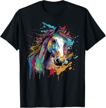 Colorful Splash Art Kuda Padi Horse Lover T-Shirt