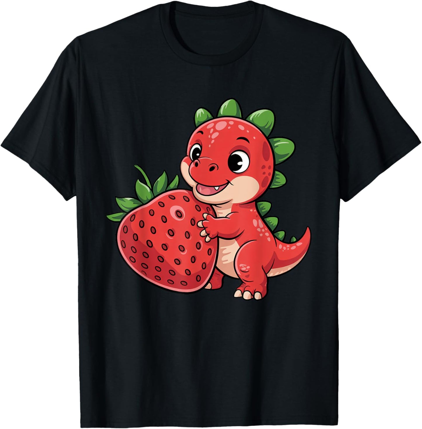 Cute Dinosaur Hugging Strawberry Fruit Lover Summer Vacation T-Shirt