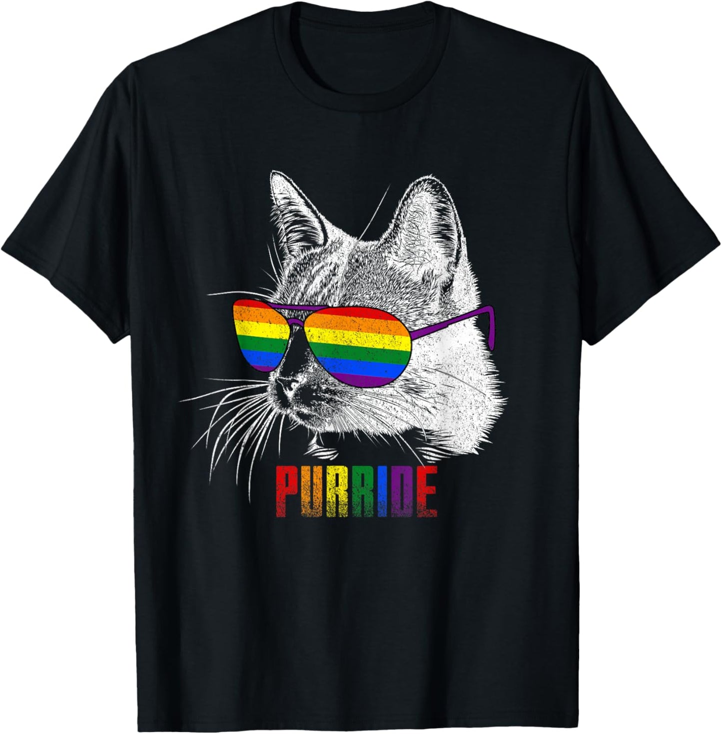 Funny Gay Pride Cat TShirt | LGBTQ Rainbow Awareness T-Shirt