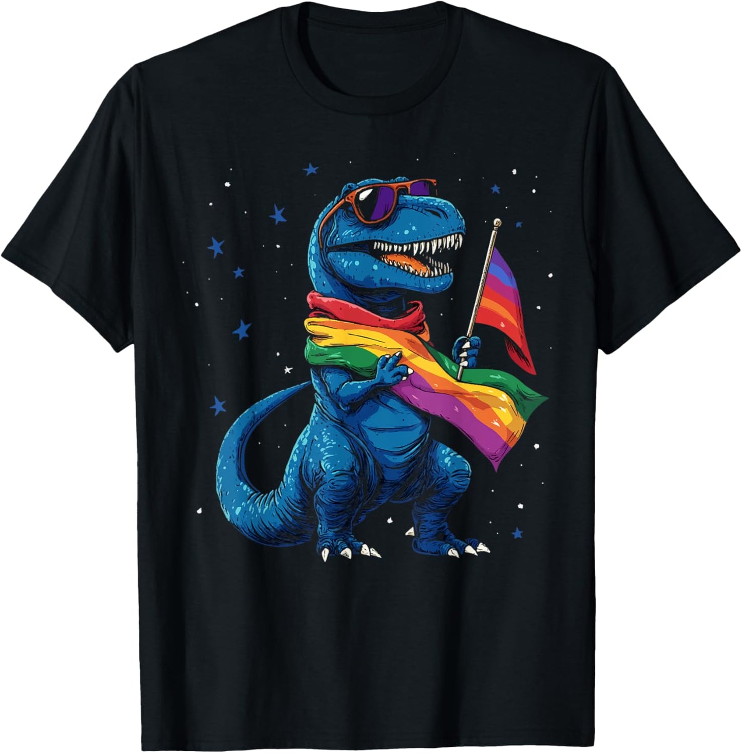 Pride T-Rex Holding Flag Retro Dinosaur T-Shirt