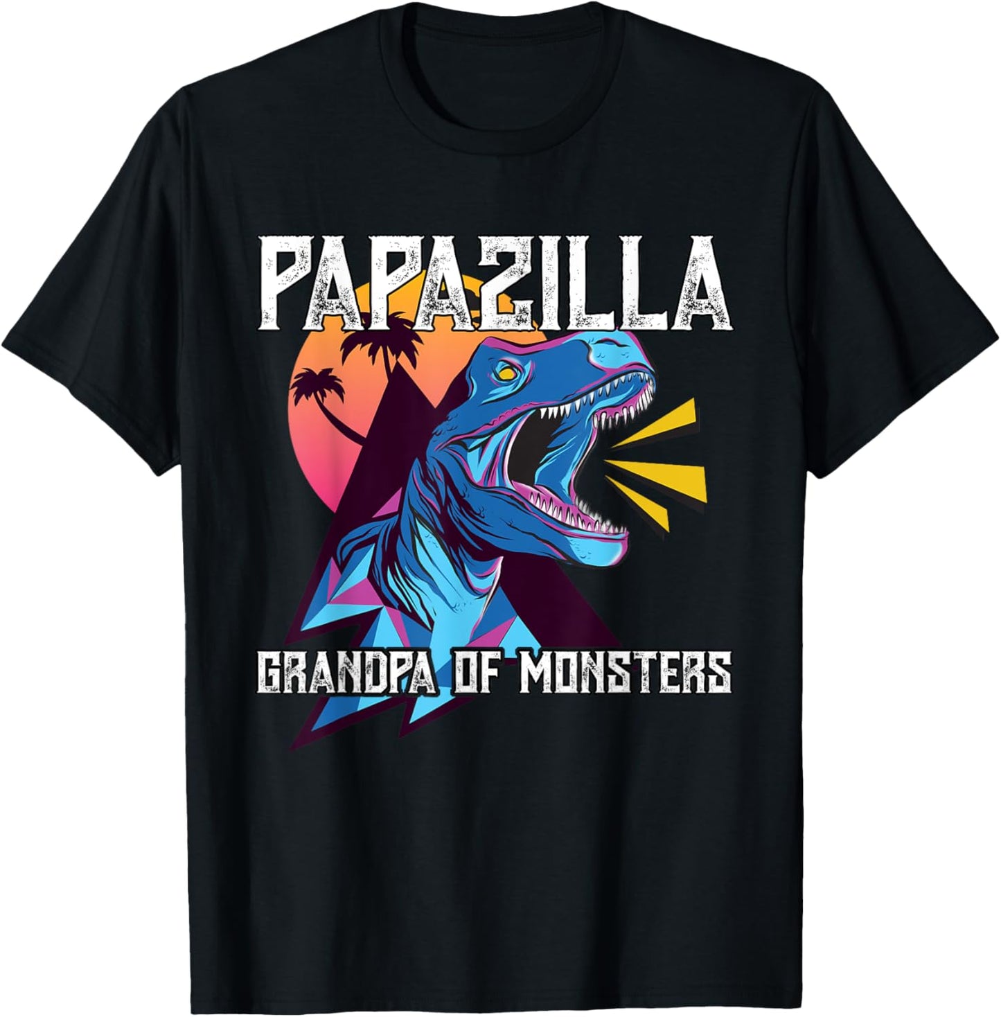 Papazilla Grandpa of monsters funny dinosaur retro 80 design T-Shirt