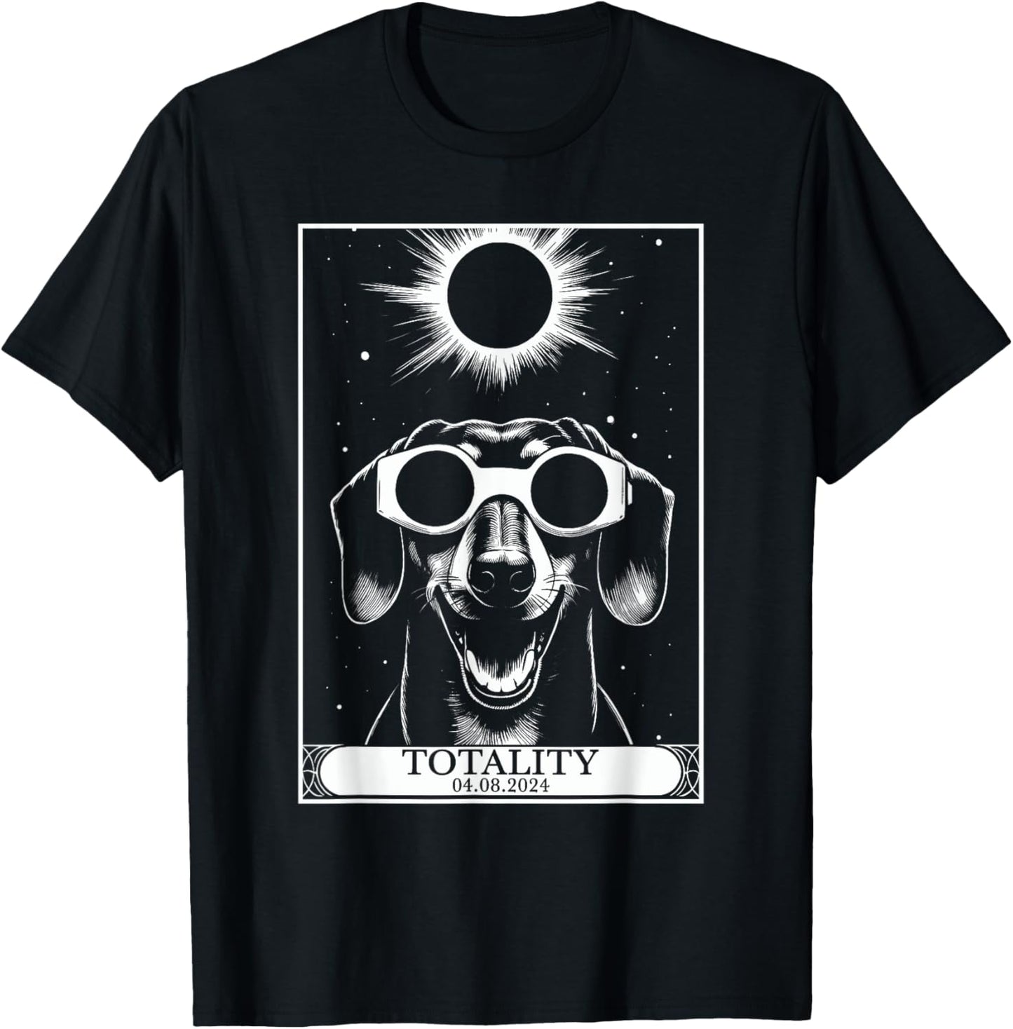 Solar Eclipse 2024 Totality Tarot Card Dachshund Weenie T-Shirt