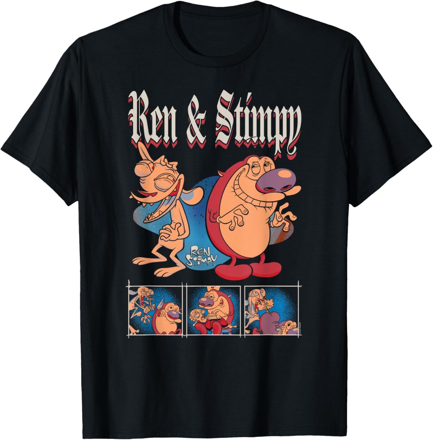 Ren and Stimpy Old English Retro Characters Funny Cartoon T-Shirt