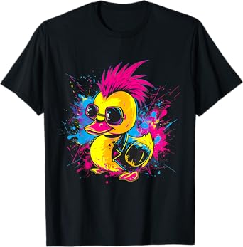 Rubber Duck Punk Rock Watercolor Rubber Duckling Duck Lover T-Shirt