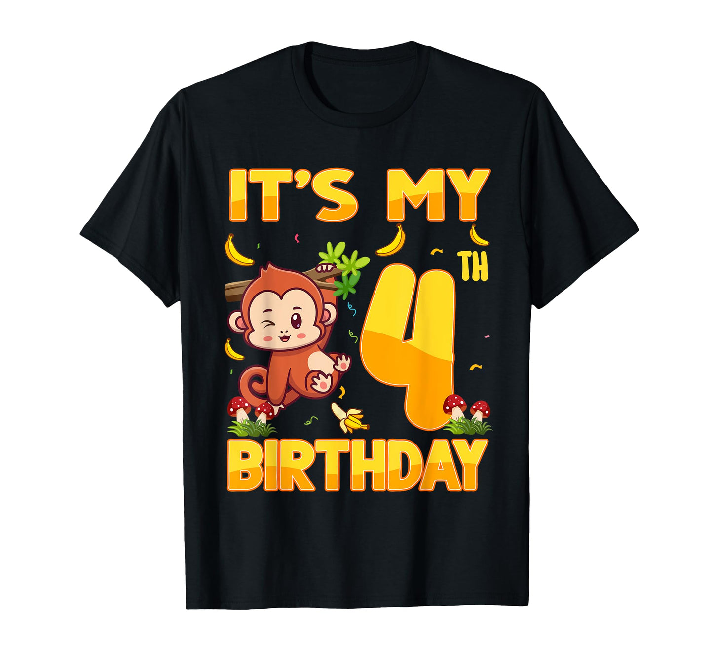It's My 4th Birthday Monkey 4 Year Old Bday Party Kid Boy Gi T-Shirt