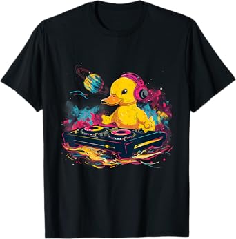 Rubber Duck Turntable DJ Music DJ Rubber Duckie Watercolor T-Shirt