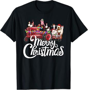 Merry Christmas cute Christmas Farm animal Truck T-Shirt
