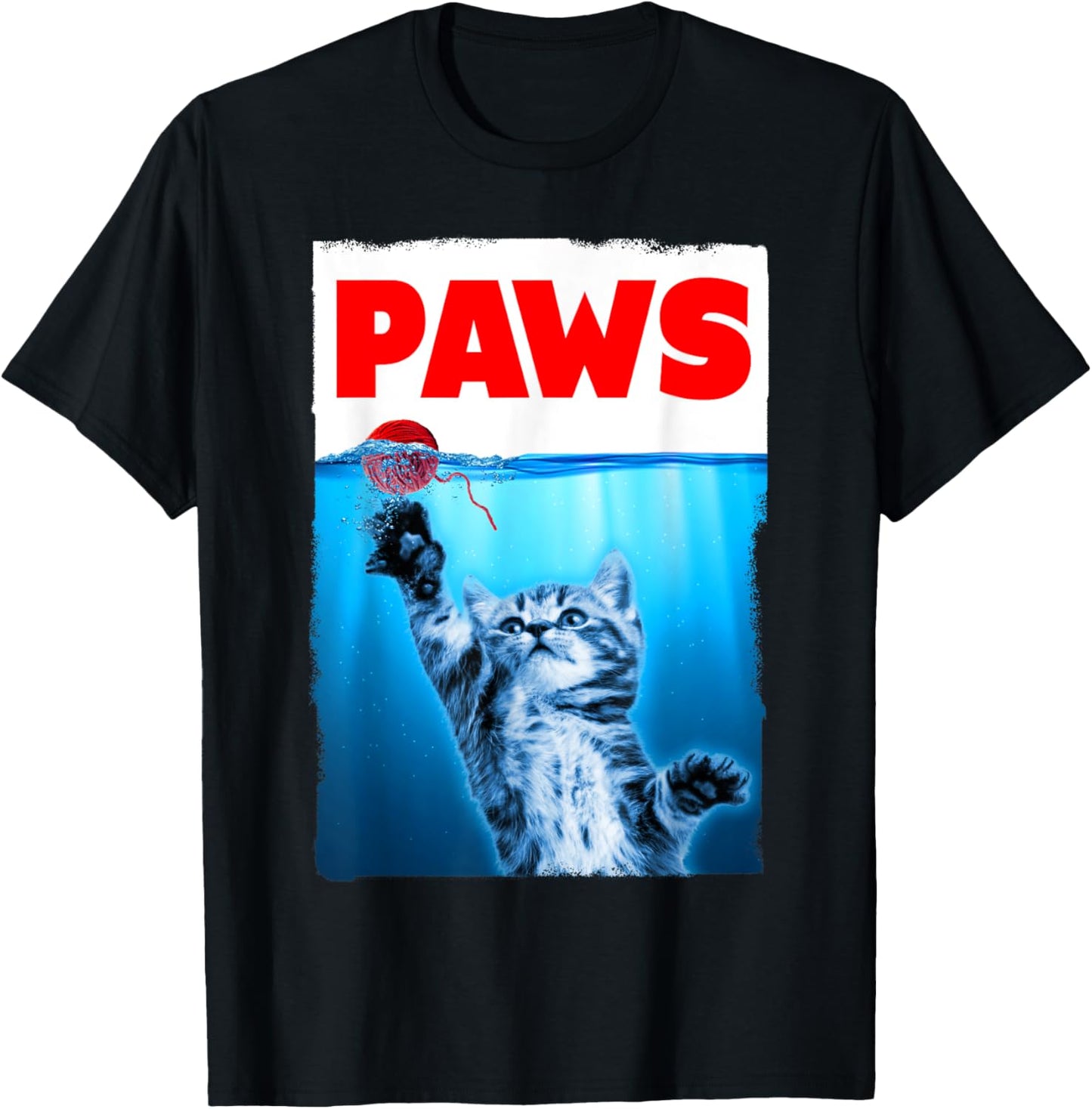 Paws Cat Parody Chasing String Ball T-Shirt