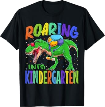 Roaring Into Kindergarten Dinosaur T Rex Back to School Boys T-Shirt